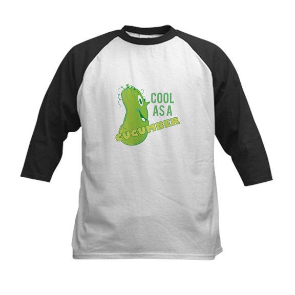 CafePress - Cool Cucumber Baseball Jersey - Kids Cotton Baseball Jersey, 3/4 Sleeve Shirt
