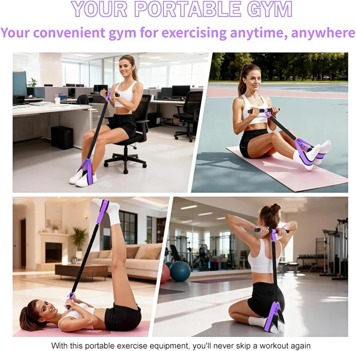 ABCISI Multifunction Pedal Resistance Band with Handle, Tube/Petal/Foot/Full Body Resistance Bands with Handles, Multifunctional Foot Pedal Resistance Band, Leg Raise Straps, Black 55lbs