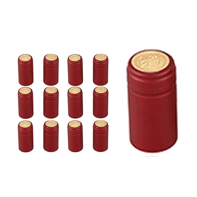 200 Tapón termorretráctil de PVC con línea de rasgado, tapón para vino tinto, tapón de plástico, tapón de sellado para botellas de vino de elaboración propia