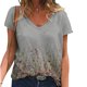 thumbnail image 1 of Pntutb mujeres verano moda manga corta cuello en V impresión Casual blusa camiseta tops Pntutb Pntutb-6481, 1 of 7