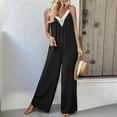 thumbnail image 4 of Women Summer Casual Sleeveless Spaghetti Strap Boho Wide Leg Jumpsuits Rompers Dressy 2025 Black S, 4 of 9
