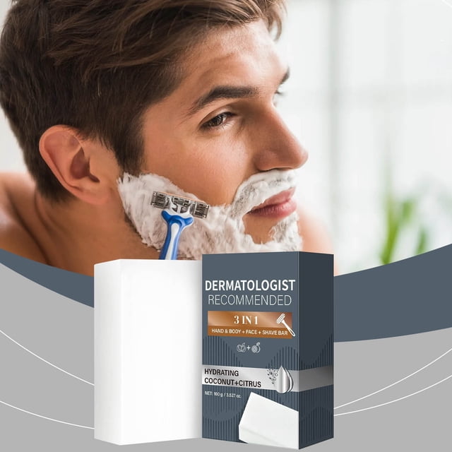 Jabón de afeitar facial para afeitado Hidratación profunda y calmante Limpieza suave sin sequedad ni enrojecimiento 100 g de jabón de afeitar