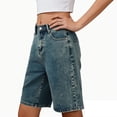 thumbnail image 4 of Womens Jean Shorts High Waisted Summer Stretchy Casual Elastic Waist Denim Shorts with Pockets, 4 of 5