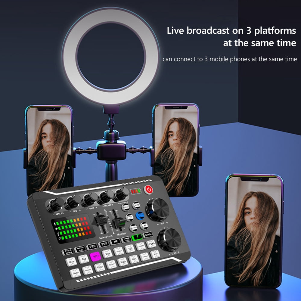 Sound Card Kit Suspension Microphone Kit Professional Sound Card & Microphone & Mic Arm Bracket Set F998 Live Soundcard BM800 Condenser Microphone Shock Proof Holder Windshield Pop Filter