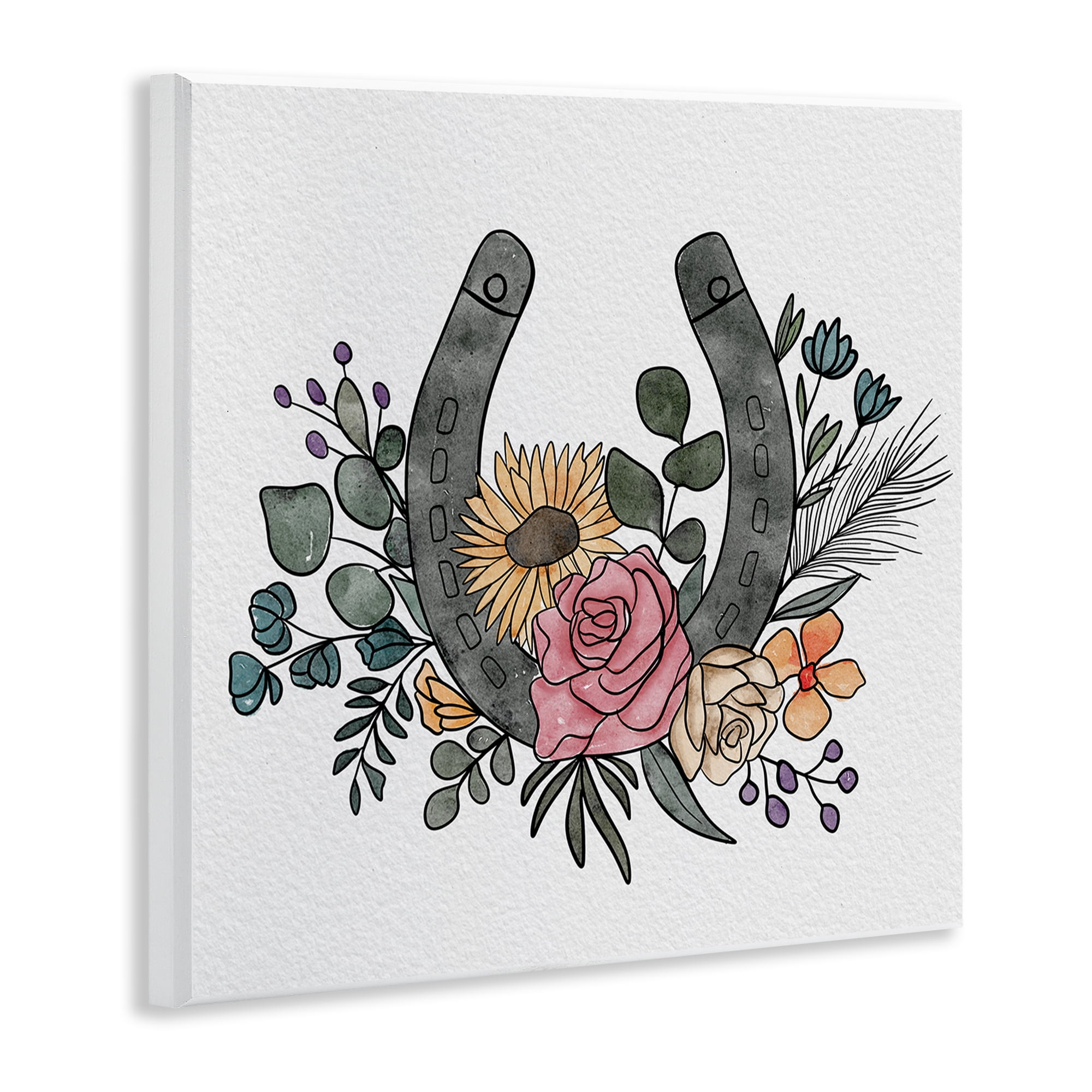 Stupell Industries Boho Floral Horseshoe Wall Plaque Art, design by Alisha Kiara Design