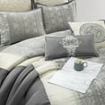thumbnail image 6 of Lanco Damask 8 Piece Comforter Set, Silver/Ivory, King, Fill Polyester, Patchwork, 6 of 7