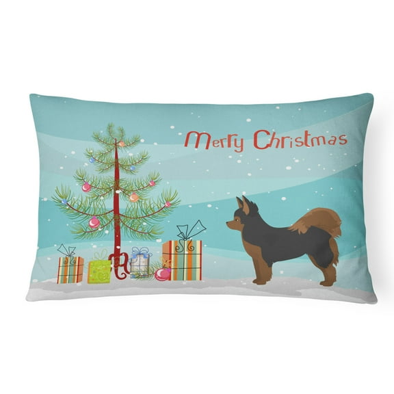 Carolines Treasures CK3859PW1216 Black and Tan Pomchi Christmas Tree Canvas Fabric Decorative Pillow, 12H x16W,