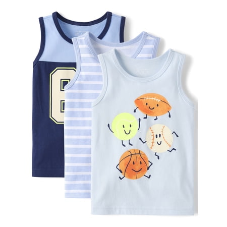 The Children's Place Baby & Toddler Boys Sleeveless Sports Tank Top, 3-Pack, Sizes 6M-5T