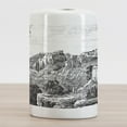 thumbnail image 2 of City Ceramic Toothbrush Holder, Vintage Engraved Style Drawing of Bethlehem Palestine Landscape, Decorative Versatile Countertop for Bathroom, 4.5" X 2.7", Charcoal Grey and White, 2 of 4