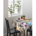 thumbnail image 4 of Happy Easter Suqare Tablecloth - 60 x 60 Inch, Spring Grey Bunny Colorful Eggs Flower Brown Waterproof & StainResistant Tablecloth, Washable Oil-proof Table Cover for Dining/Party/Wedding/Buffet, 4 of 9
