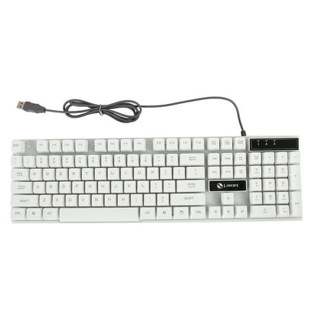 Everso Backlit Keyboard and Mouse Set USB Wired Keyboard Mouse Glow Game Suit-Only White