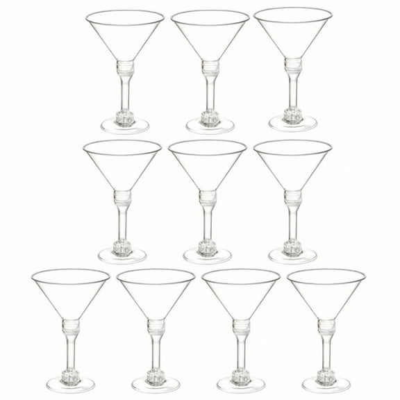 10 Pcs Cocktail Cups Plastic Footed Glass Drink for Martini Glasses Goblet Party Wedding Goblets Beverage