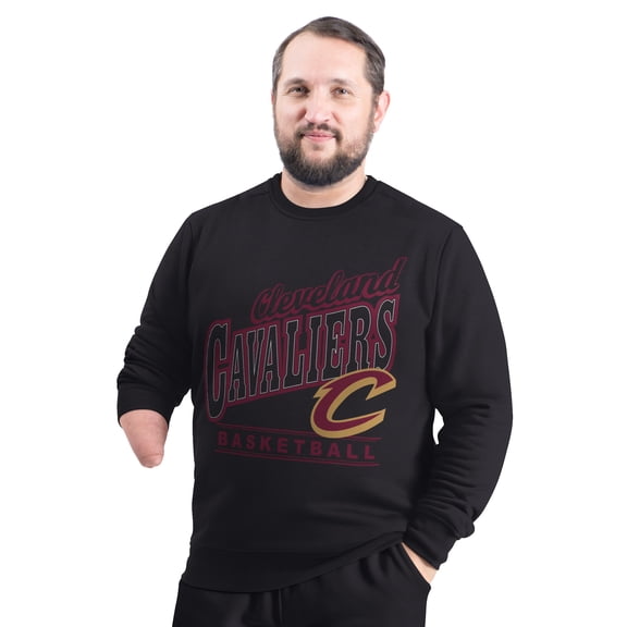 Men's G-III Sports by Carl Banks Black Cleveland Cavaliers Adaptive Headliner Fleece Crewneck Sweatshirt