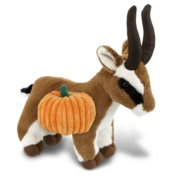 DolliBu Super Soft Antelope Stuffed Animal with Pumpkin Plush Decor - Antelope Pumpkin Plush Animal for Fall, Halloween and Thanksgiving, Pumpkin Plush Toy for Baby, Kids, Adults - 10 Inches