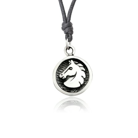 Horse Charms Pendants - New Horse Stallion 92.5 Sterling Silver Charm Necklace Pendant Jewelry With Cotton Cord