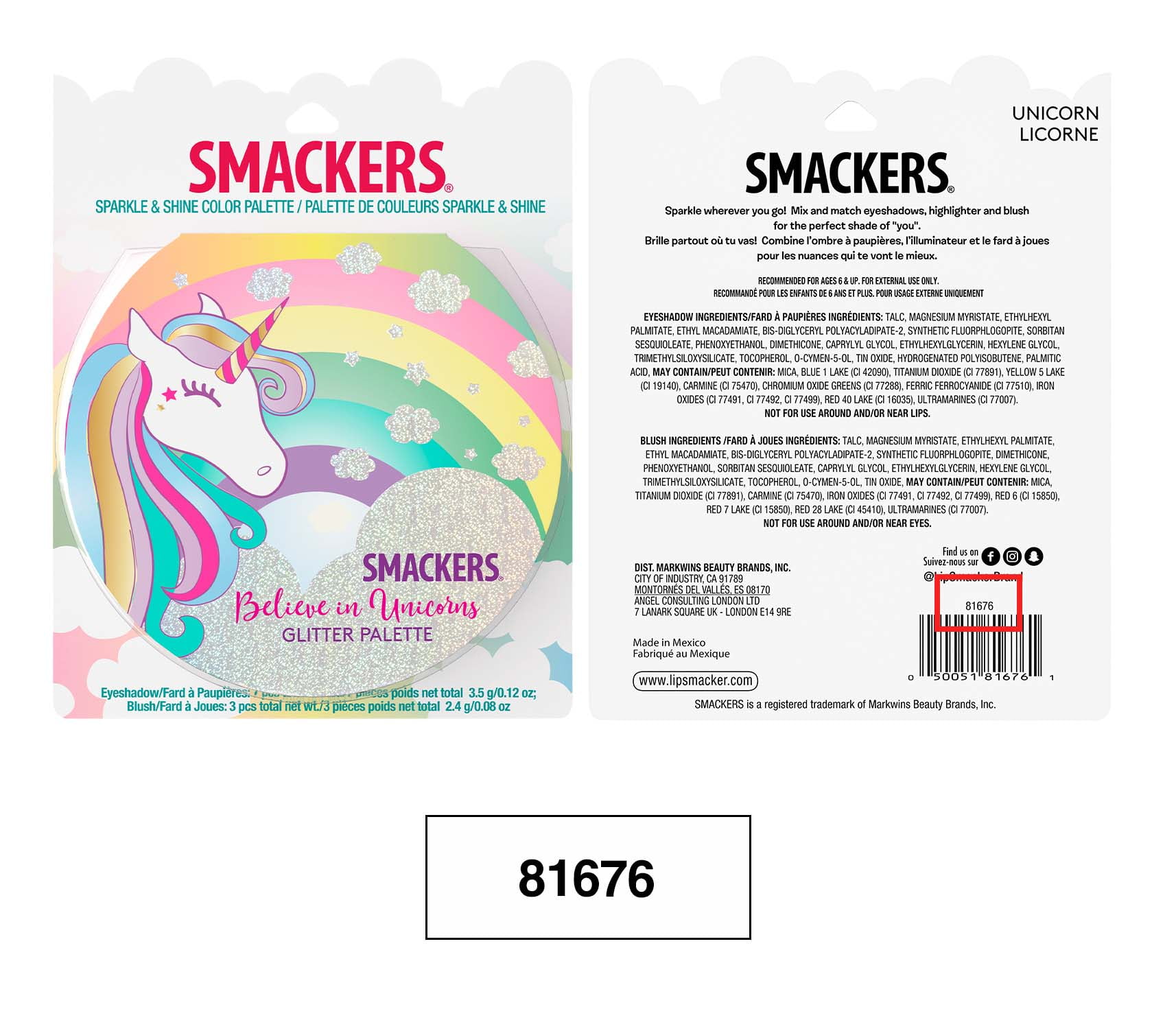 (2 pack) PR Lip Smacker Sparkle & Shine Makeup Palette - Unicorn Palette - 1 Pack