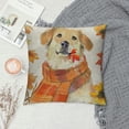 thumbnail image 2 of Fall Throw Pillow Cover  Autumn Dog Golden Retriever Home Decor Thanksgiving Farmhouse Nice Gift Square Indoor Linen Pillowcase Cushion(Two Sides Print), 2 of 5