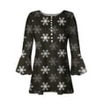 thumbnail image 4 of Timegard Plus Size Tops for Women Notched V Neck Button Christmas Day Print Ruffle 3/4 Sleeve Tunic Tops, 4 of 5