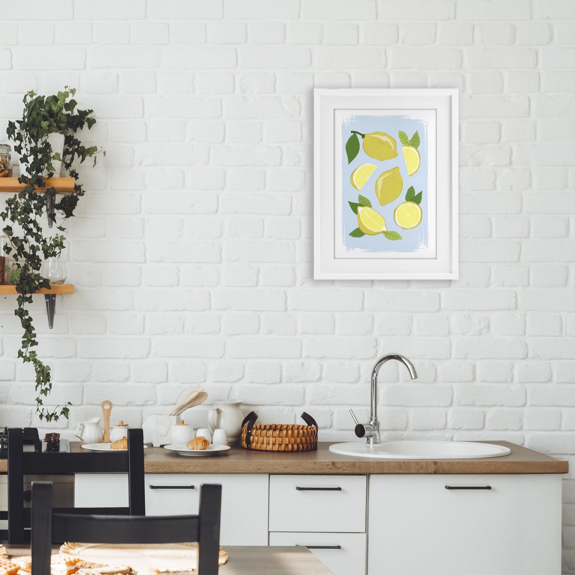 Stupell Industries Pastel Summer Lemons White Framed Print Under Glass, design by Martina Pavlova