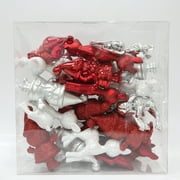 Holiday Time 28 Red/white/silver Santa/deer Ornament