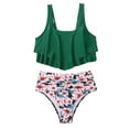 thumbnail image 2 of Daisyyozoid Women's Swimsuit Plus Size Ladies Fashion Flower Print Minimalistic Ruffle Vest Briefs Suit, 2 of 5