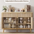 thumbnail image 6 of Vecenuy 47.2" Fluted Buffet Cabinet with 2 Drawers & Adjustable Shelves, Modern Sideboard for Dining Room, Living Room, Hallway, Natural Oak, 6 of 10