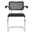 thumbnail image 5 of Breuer Chair Company Marcel Breuer B64 Cesca Cane Cantilever Armchair Arm Chair w/ Chrome Steel Frame Black Wood & Black Cane (Made in Italy) by Furnish Theory, 5 of 17