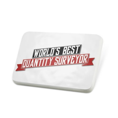 Porcelein Pin Worlds Best Quantity Surveyor Lapel Badge –
