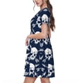 thumbnail image 2 of Easygdp white arrow Skull para Vestido Transpirable de Mujer, Vestido Suelto de Manga Corta con Pliegues y Bolsillos para el Verano, 2 of 6