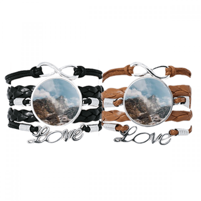 Bracelet Nature Forêt Brouillard, Bracelet en Corde de Cuir, Double Ensemble