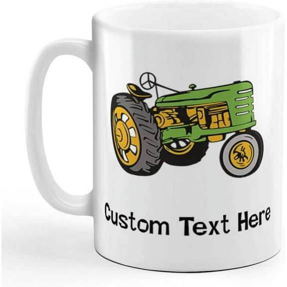 Custom Funny Coffee Mug Coffee Cup Tractor Open-Roof White Ceramic Tea Cup 11 OZ Personalized Text Here