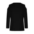 thumbnail image 5 of CFLVAEK Cold Shoulder Tops for Women Loose Fitted 3/4 Sleeve Shirts Basic Solid Color Crewneck Vacation Blouses, 5 of 6