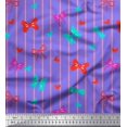 thumbnail image 1 of Soimoi Purple Moss Georgette Fabric Bow & Stripe Printed Fabric 1 Yard 42 Inch Wide, 1 of 5