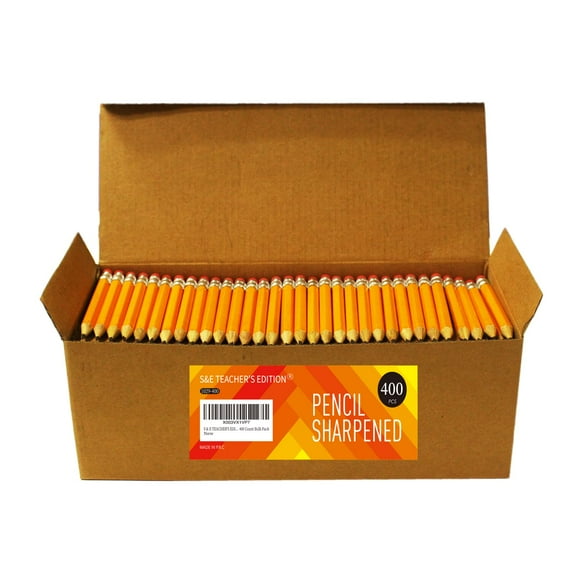 Half Pencils S & E TEACHER'S EDITION, 400 unidades con goma de borrar en la parte superior