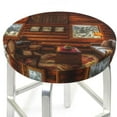 thumbnail image 3 of Fotbe Log Cabin Inside Stool Covers Round,Waterproof Round Bar Stool Covers Bar Chair Covers Washable Stool Cushion Slipcover for 12-14 Inch Chair-12 inch, 3 of 7