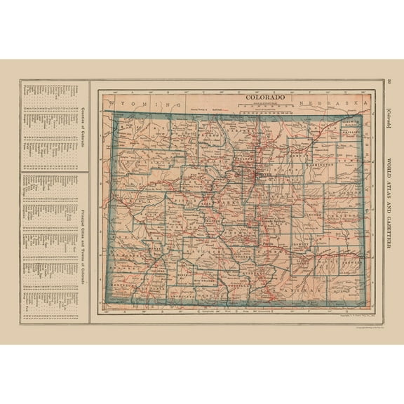 Historic State Map - Colorado - Reynold 1921 - 32.53 x 23 - Vintage Wall Art