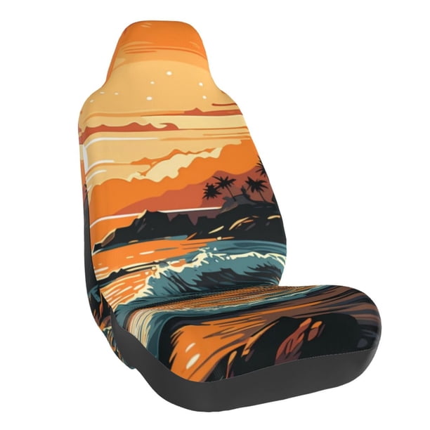 Balery Serene Ocean Sunset Funda de Asiento para Auto con Diseño - Cubierta Frontal Suave y Transpirable con Protector Antideslizante- 1 Unidad