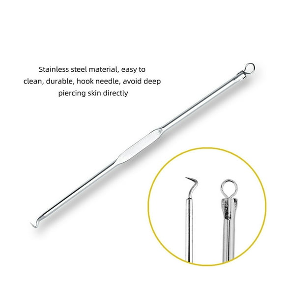 Four in One Silver Blackhead Remover Removal Kit Stainless Steel Ingrown Hair Removal Kit Acne Whitehead Popping Zit Removing for Nose Face