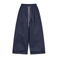 thumbnail image 4 of HAPIMO Girls Kids Drawstring Waist Wide Leg Pants Elastic Waist Lightweight Trousers with Pockets for Summer Black 4 Years, 4 of 8