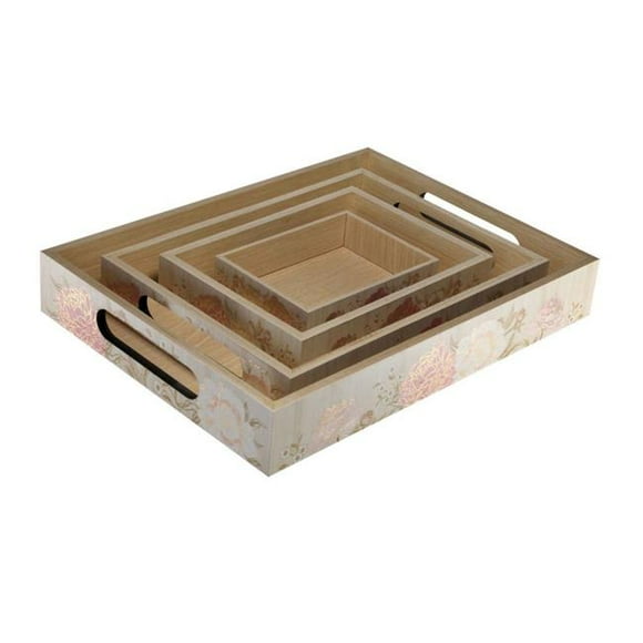 Tickled Pink Floral Print Trinket Trays - Set of 4