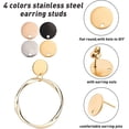 thumbnail image 5 of 1 Box 4 Mixed Colors Stud Earrings 40pcs(20Pairs) Stainless Steel Stud Earring with Ear Nuts 0.8mm Pin Flat Round Earring Post with Loop Earring Studs Components for Jewelry Making, 5 of 7