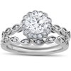 Pompeii 1 Cttw Vintage Halo Diamond Engagement Ring Set 14K White Gold Lab Grown