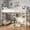 White, variant on Costway Twin Size Low Loft Bed with Storage Shelves Ladder Full-length Guardrails, Black