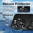 thumbnail image 3 of Compatible for iPhone 15 Pro/iPhone 15 Pro Max Camera Lens Protector Bling, 9H Tempered Glass Camera Cover Screen Protector Metal Individual Ring Protector Decoration Accessories, Black Glitter, 3 of 5