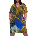 thumbnail image 1 of Vestido largo holgado para mujer prenda de lujo con bolsillos dorados a azules para cumpleaños y fiesta nocturna, 1 of 6
