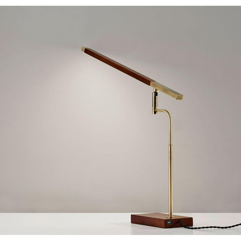 Adesso Barrett LED Desk Lamp Walnut Finished Ash Wood Base with