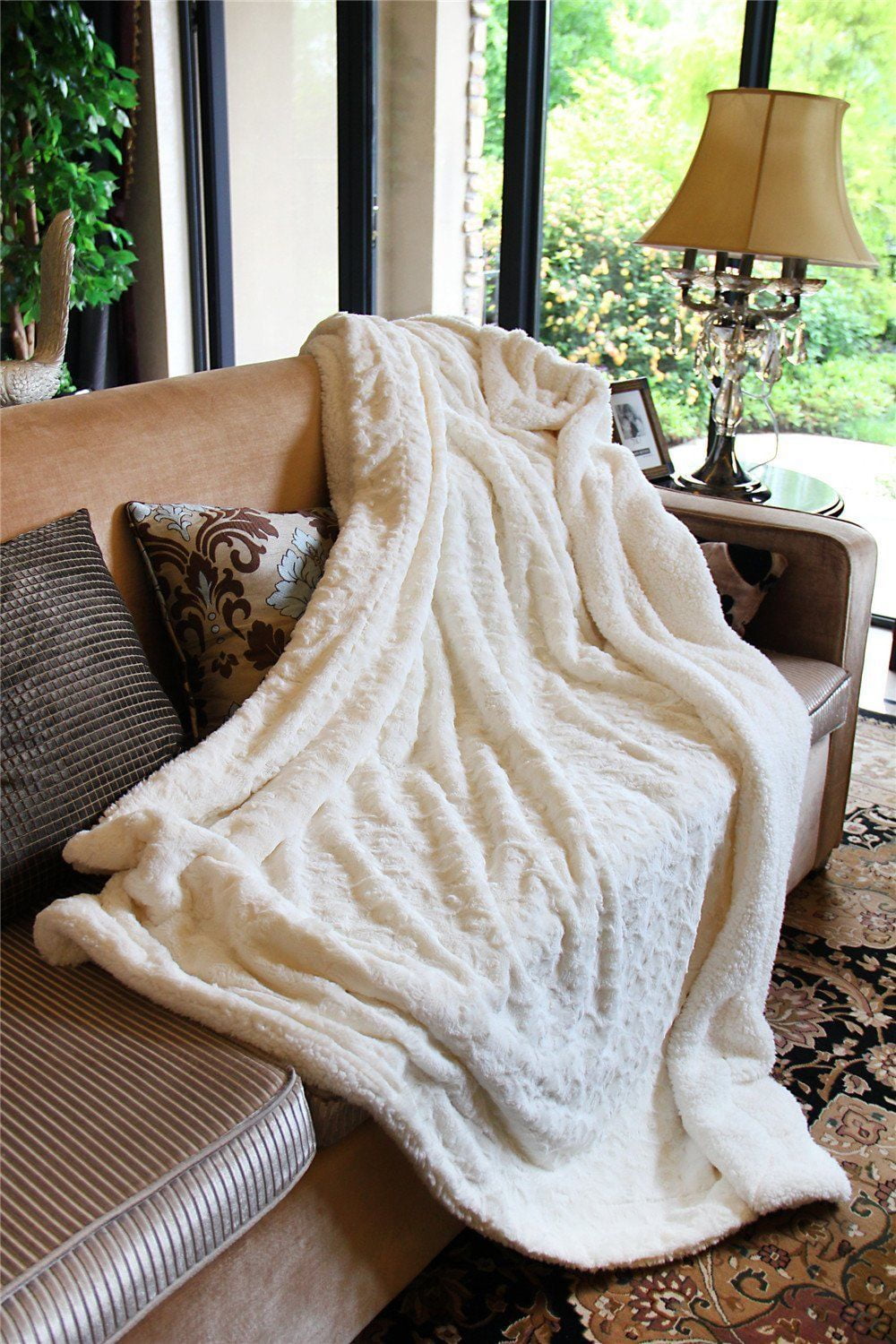super soft white throw blanket