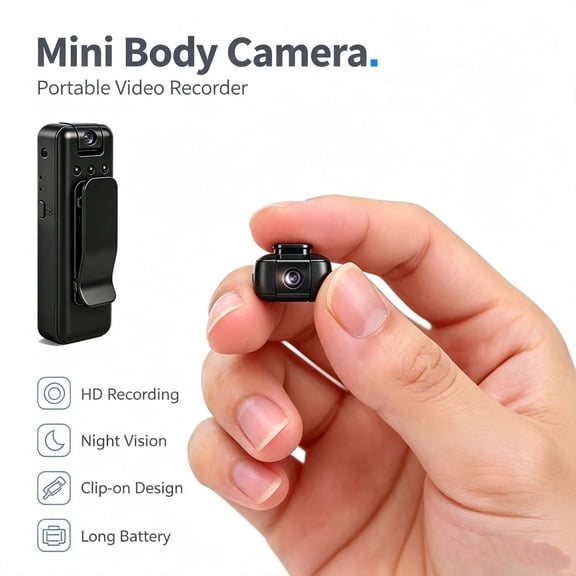 Mini portable camera with audio and video recording -4K small camera - wearable personal portable video recorder DV - night version camera for security work recording, security guard travel