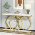 thumbnail image 1 of Tribesigns 55" Gold Console Table, Faux Marble Narrow Long Sofa Table for Entryway, White & Gold, 1 of 4