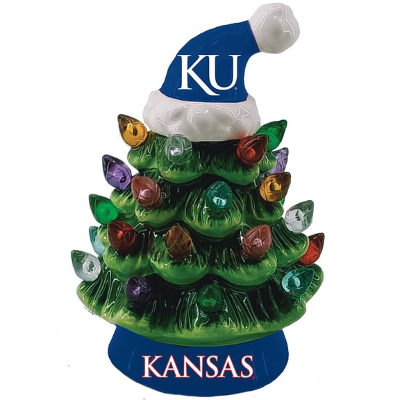Kansas Jayhawks 8" Light Up Ceramic LED Christmas Tree